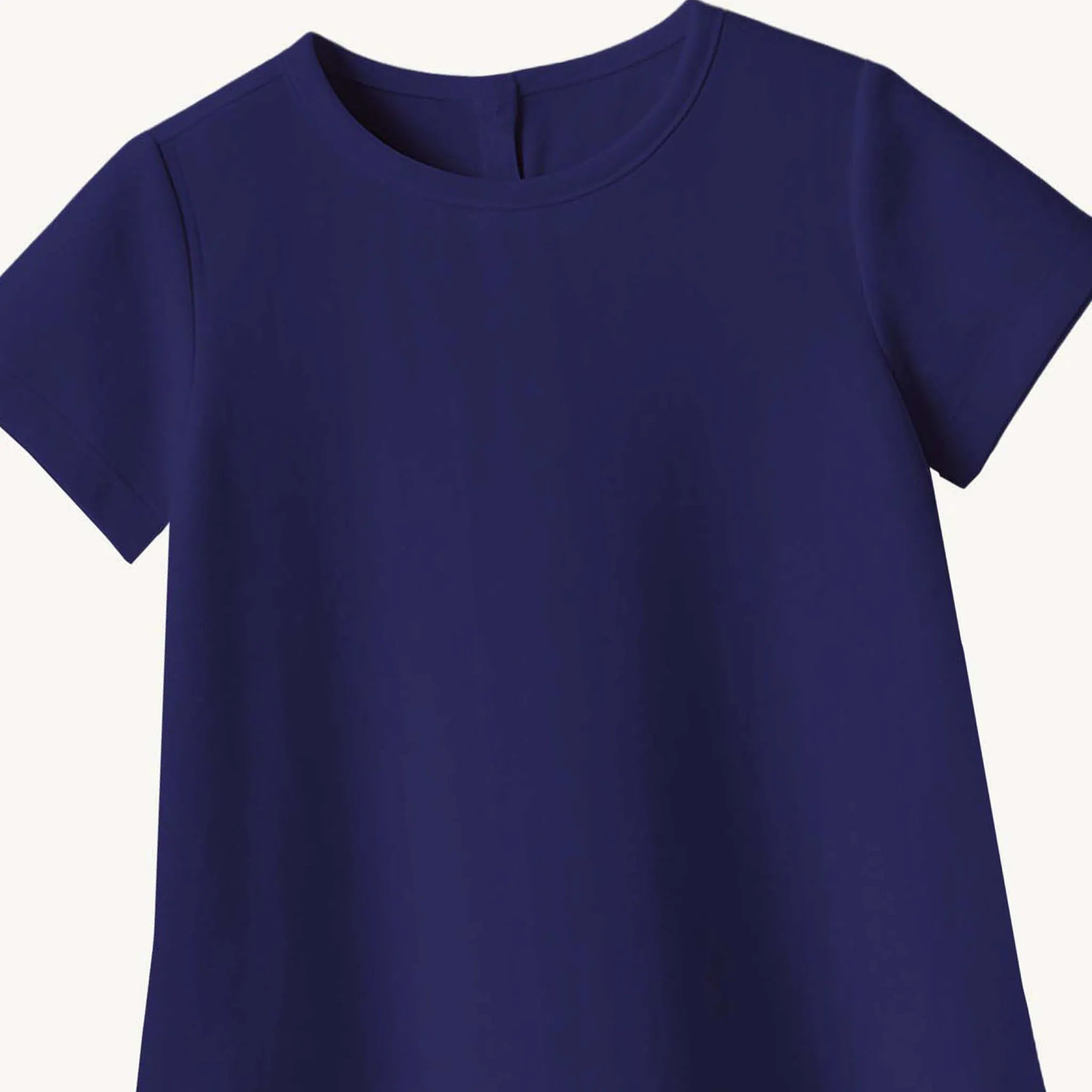 Girls Solid Navy Blue A Line Dress