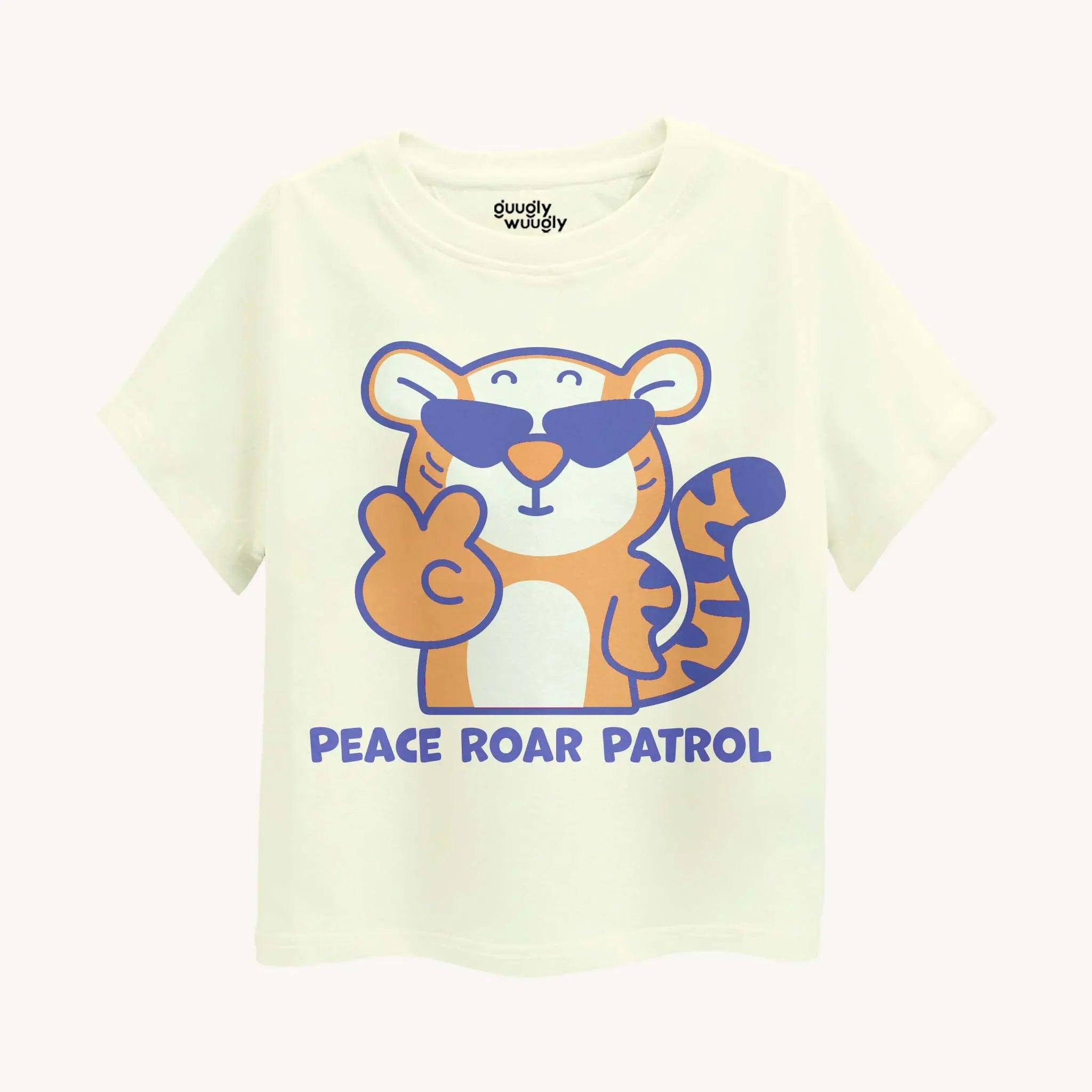 Peace Roar Patrol printed soft cotton t-shirt for toddler boys 1-4 years | Guugly Wuugly