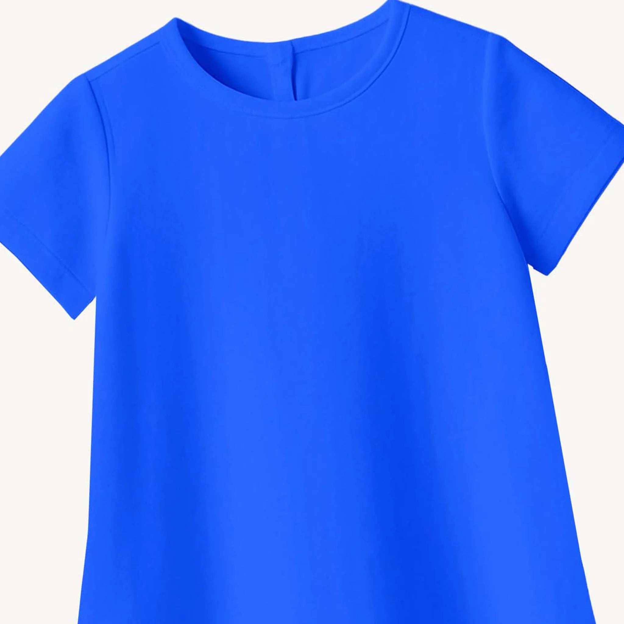 Girls Solid Classic Blue A Line Dress