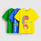 Boys pack of 3 printed cotton t-shirts | Guugly Wuugly