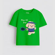 Forest green Play All Day printed cotton t-shirt for boys 4-12 years | Guugly Wuugly