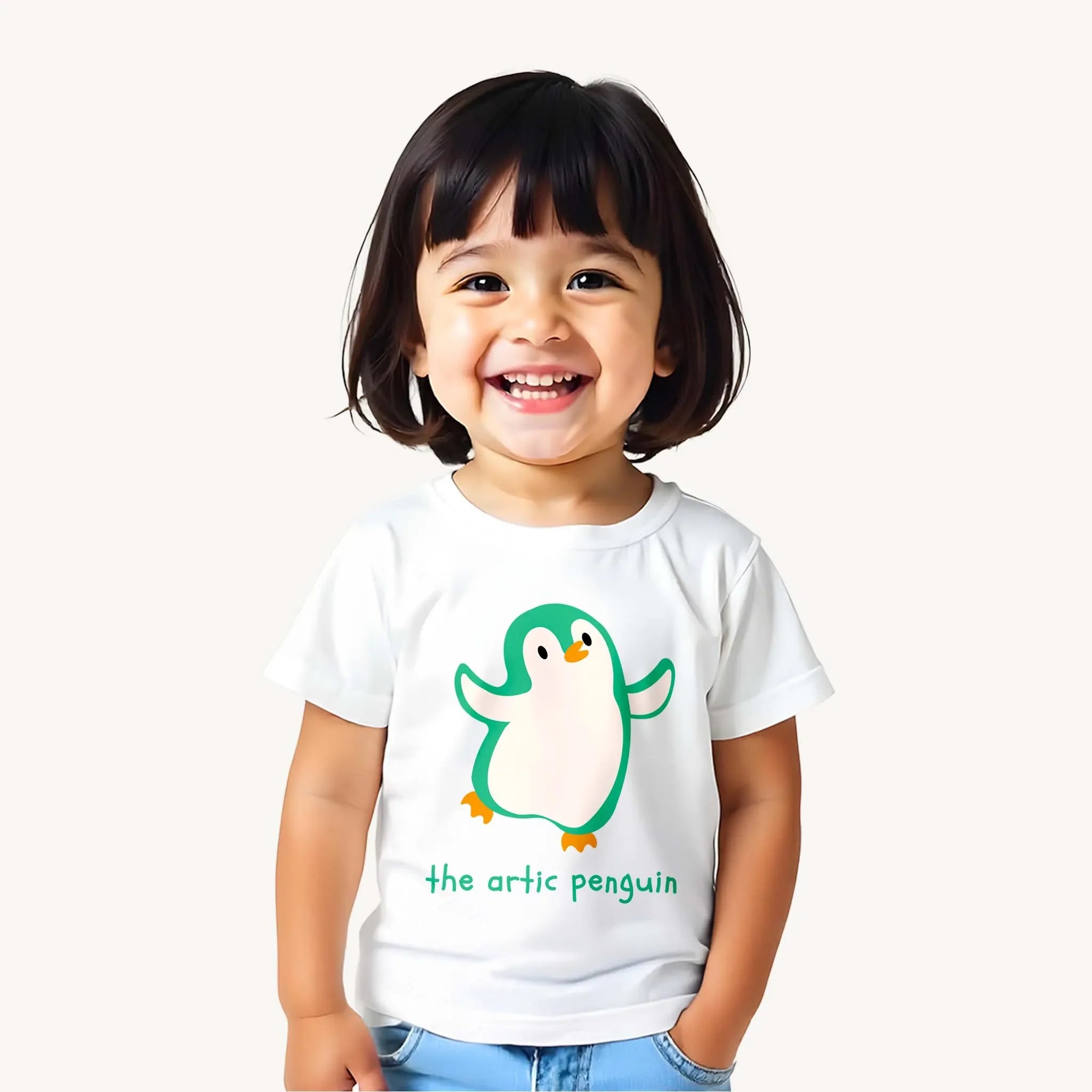 Girls-Artic-Penguin-T-shirt-Model