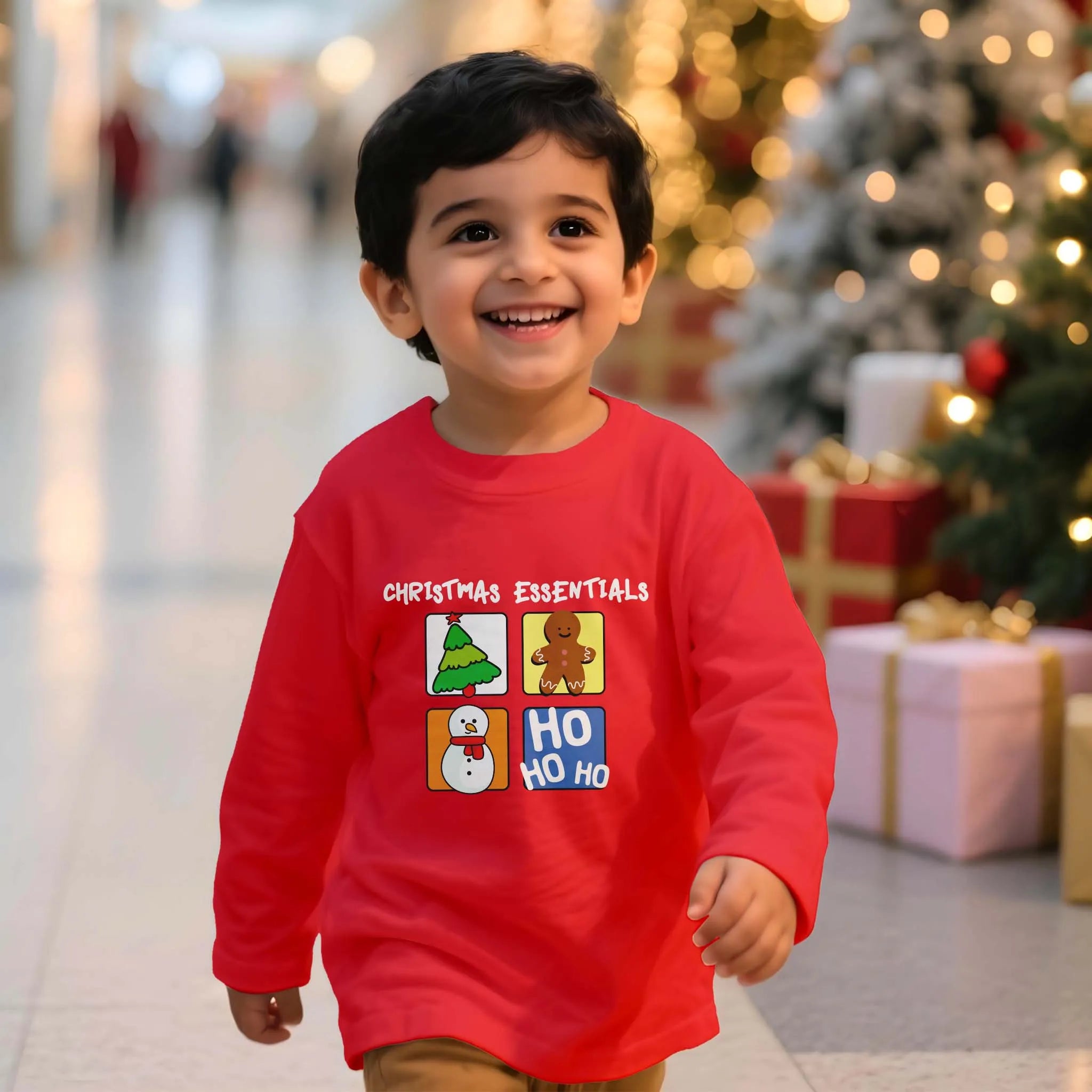 Boys Toddler Christmas Essentials Red Long Sleeves Tshirt