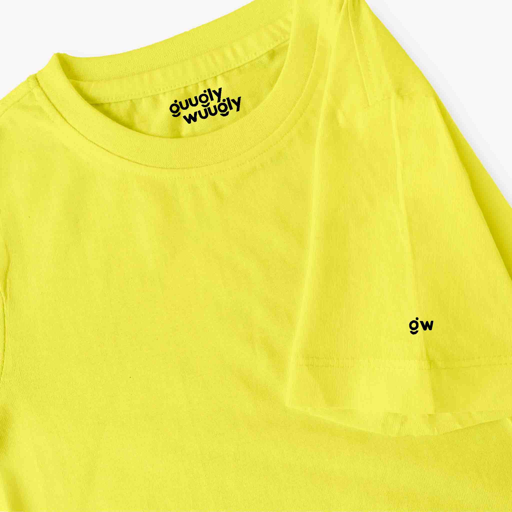 Unisex-Solid-Yellow-Tshirt-Close