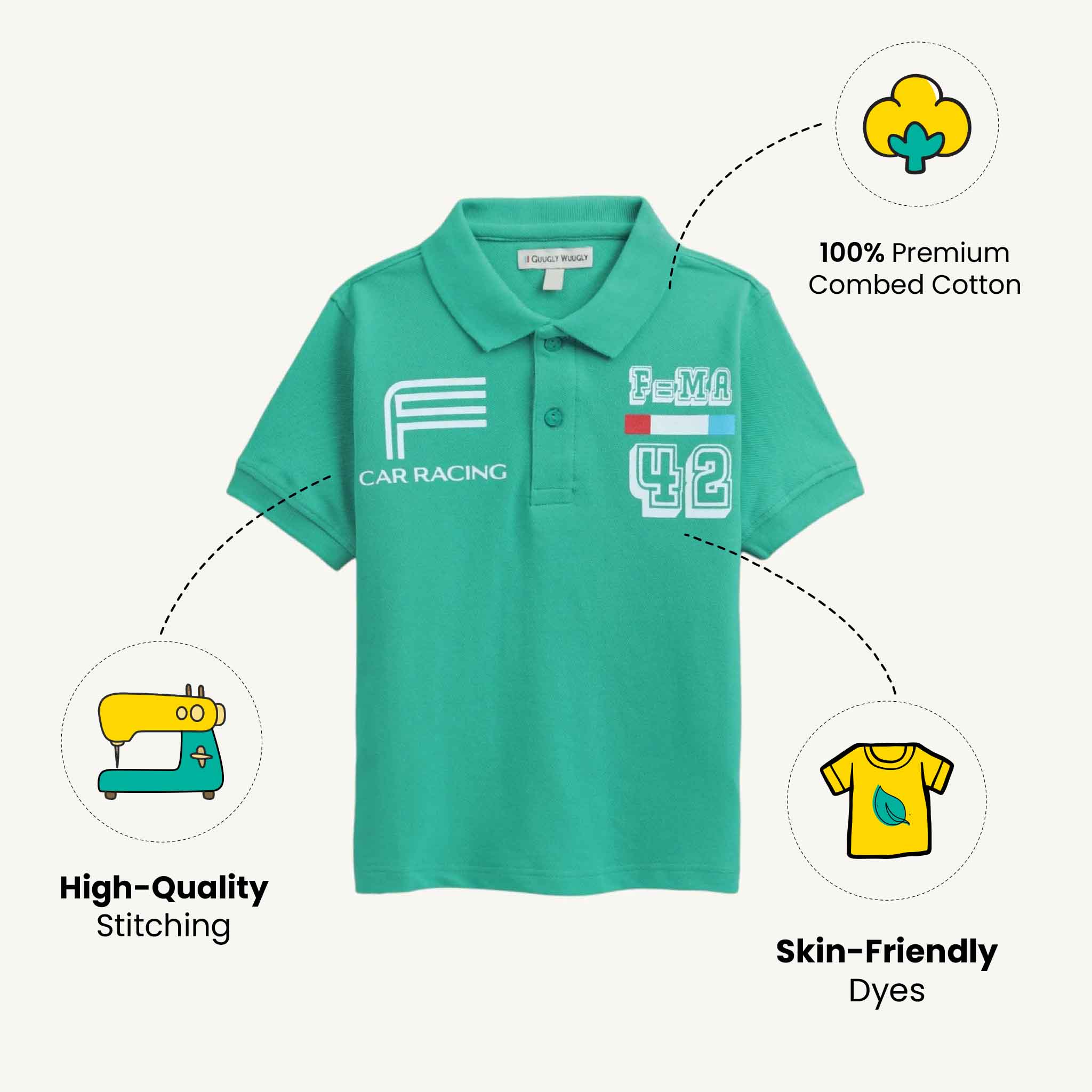 Teal-Racing-Polo-Tshirt-Features