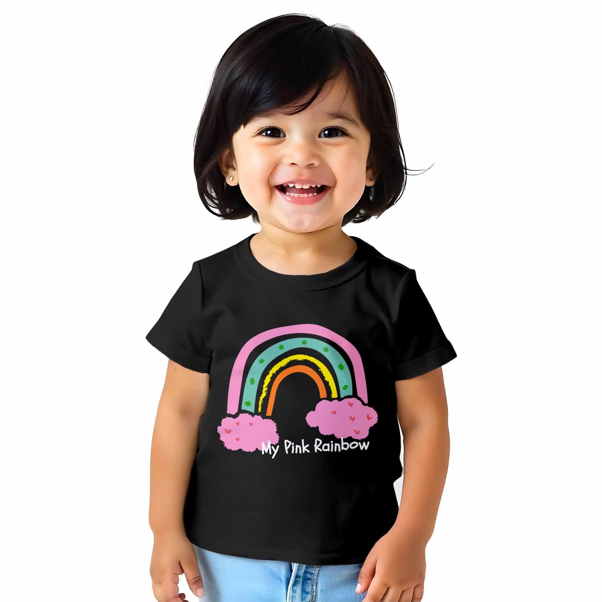Toddler-Girl-My-Pink-Rainbow-Black-Tshirt-Model