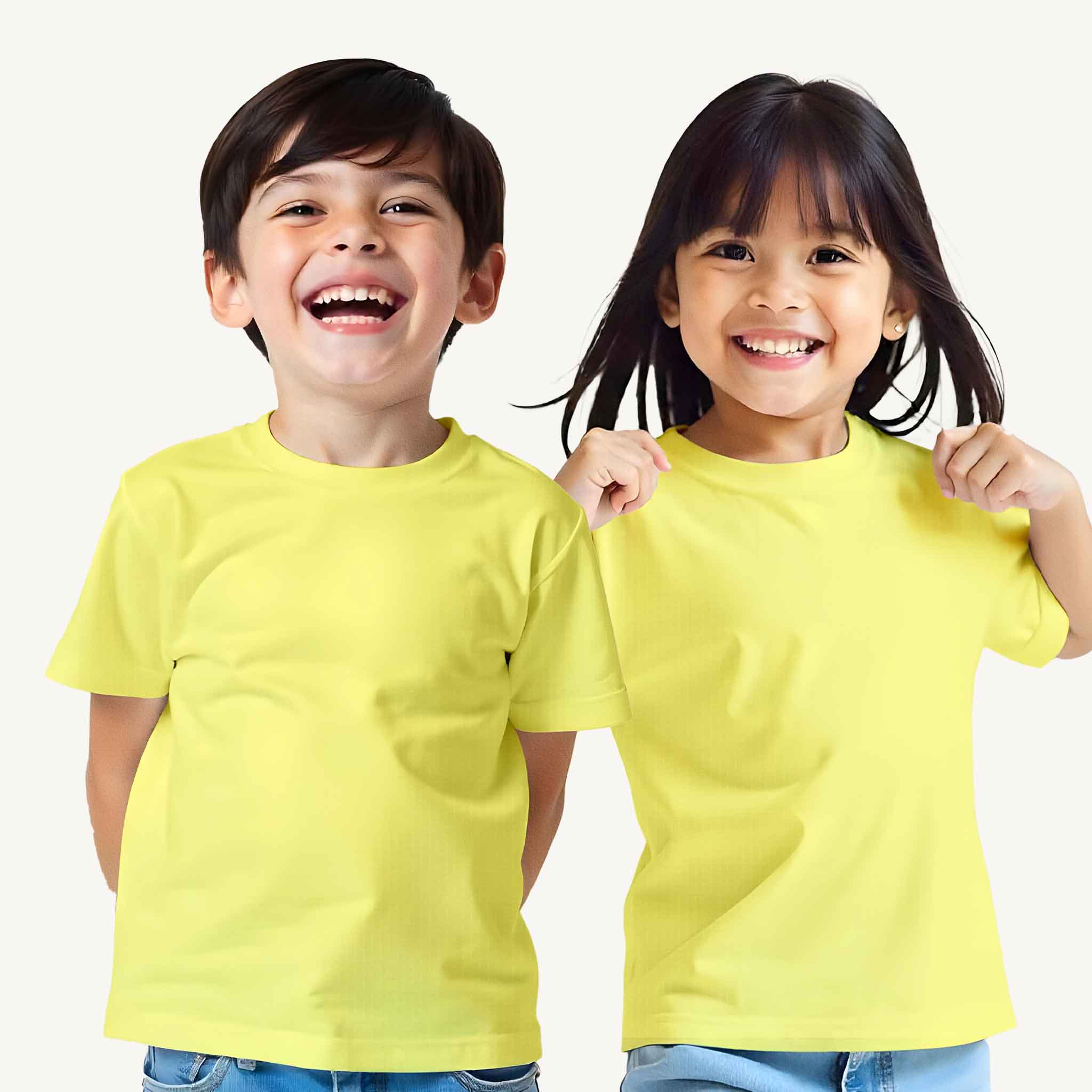 Unisex_Solid_Lemon_Yellow_T_shirt_Model