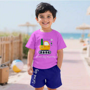 Boys Toddler Le'me Dig Mumma Lavender and Navy Blue Coord Set