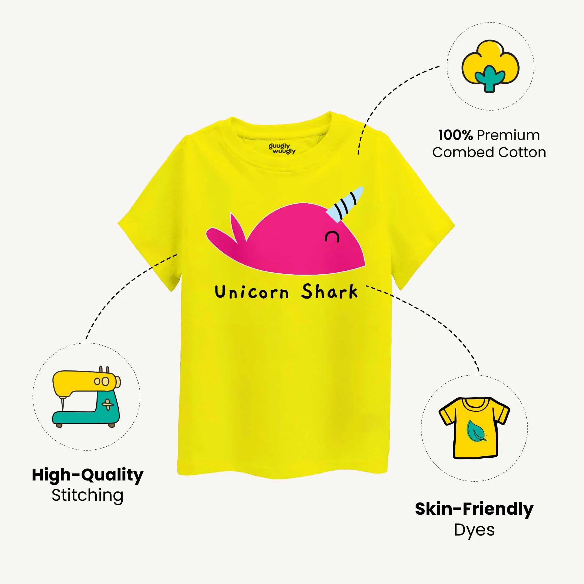 Girls Pink Unicorn Shark T-shirt