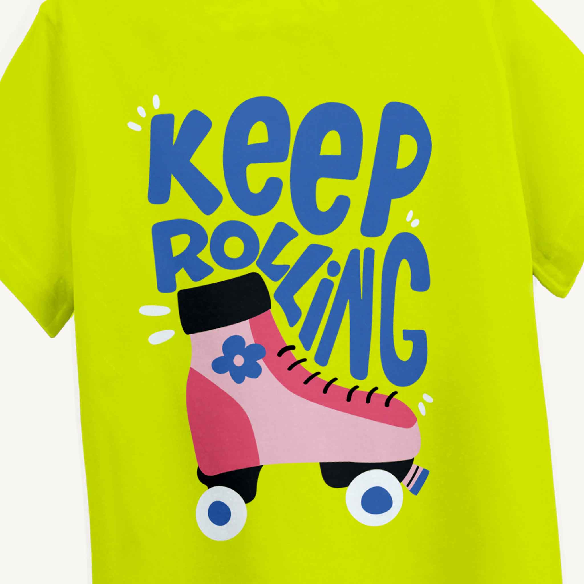 MiniSoft Cotton Tee –  Keep Rolling  Neon