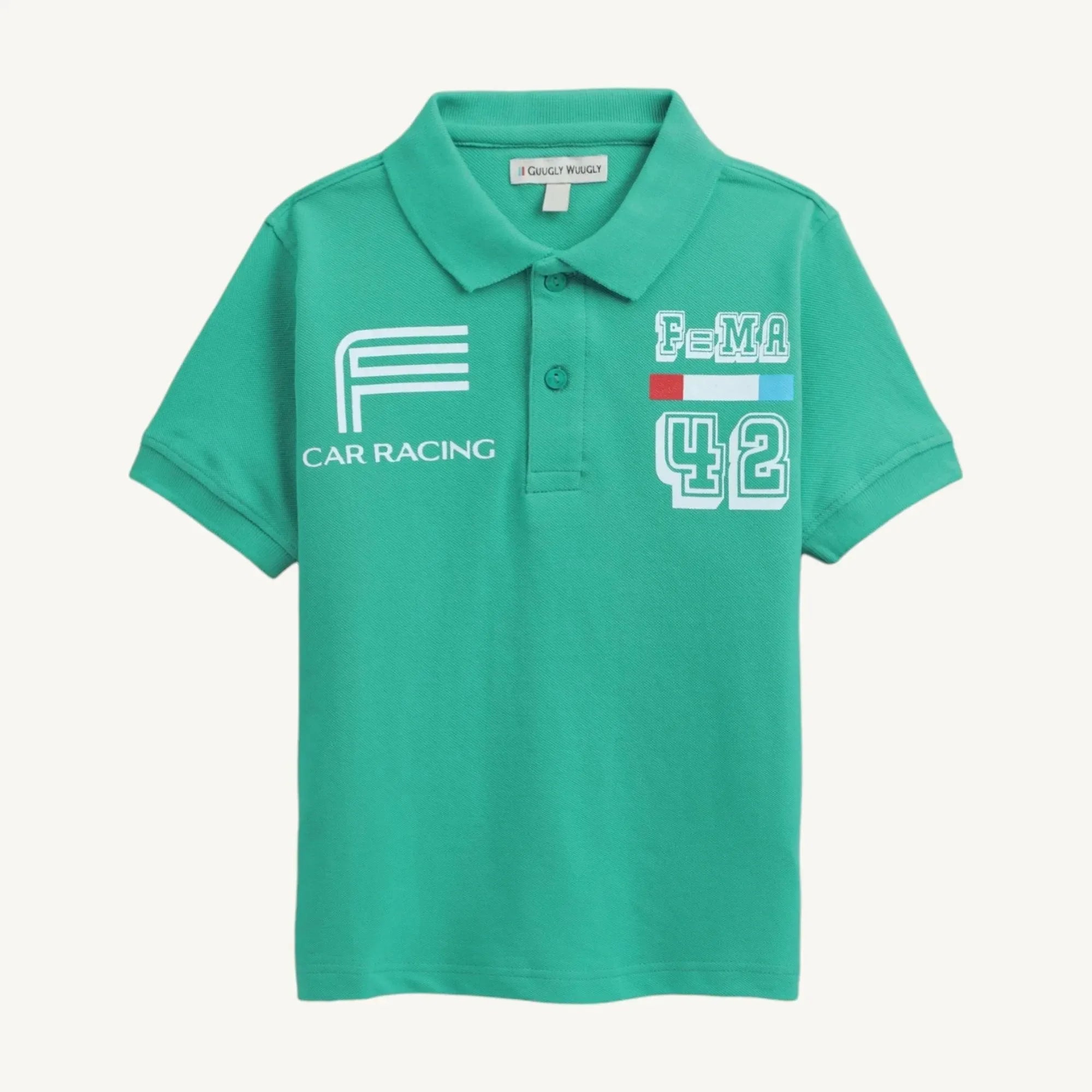 boys-racing-teal-polo-tshirt-Front
