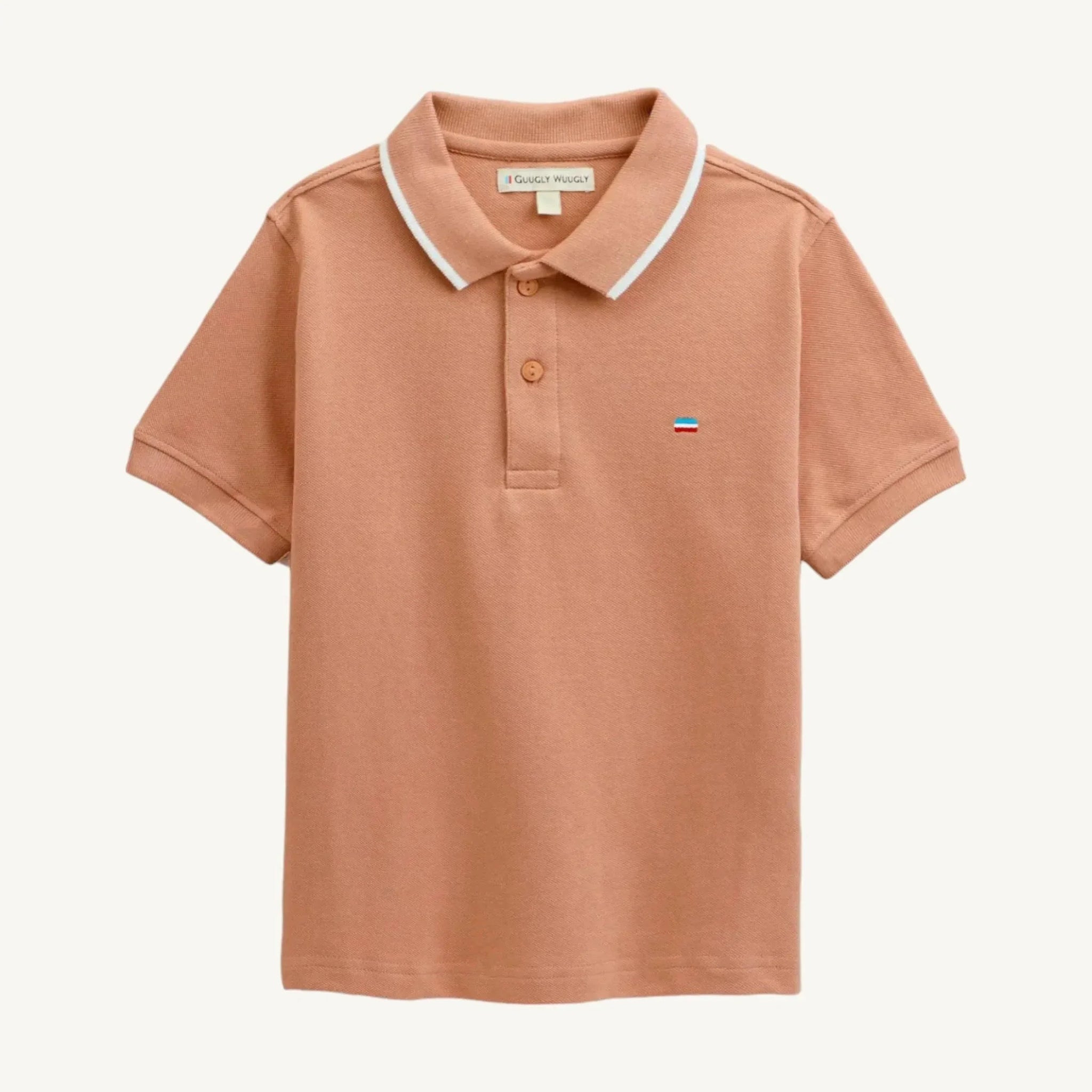 Buy Solid Peach Polo White Line on Collor for Unisex Kids