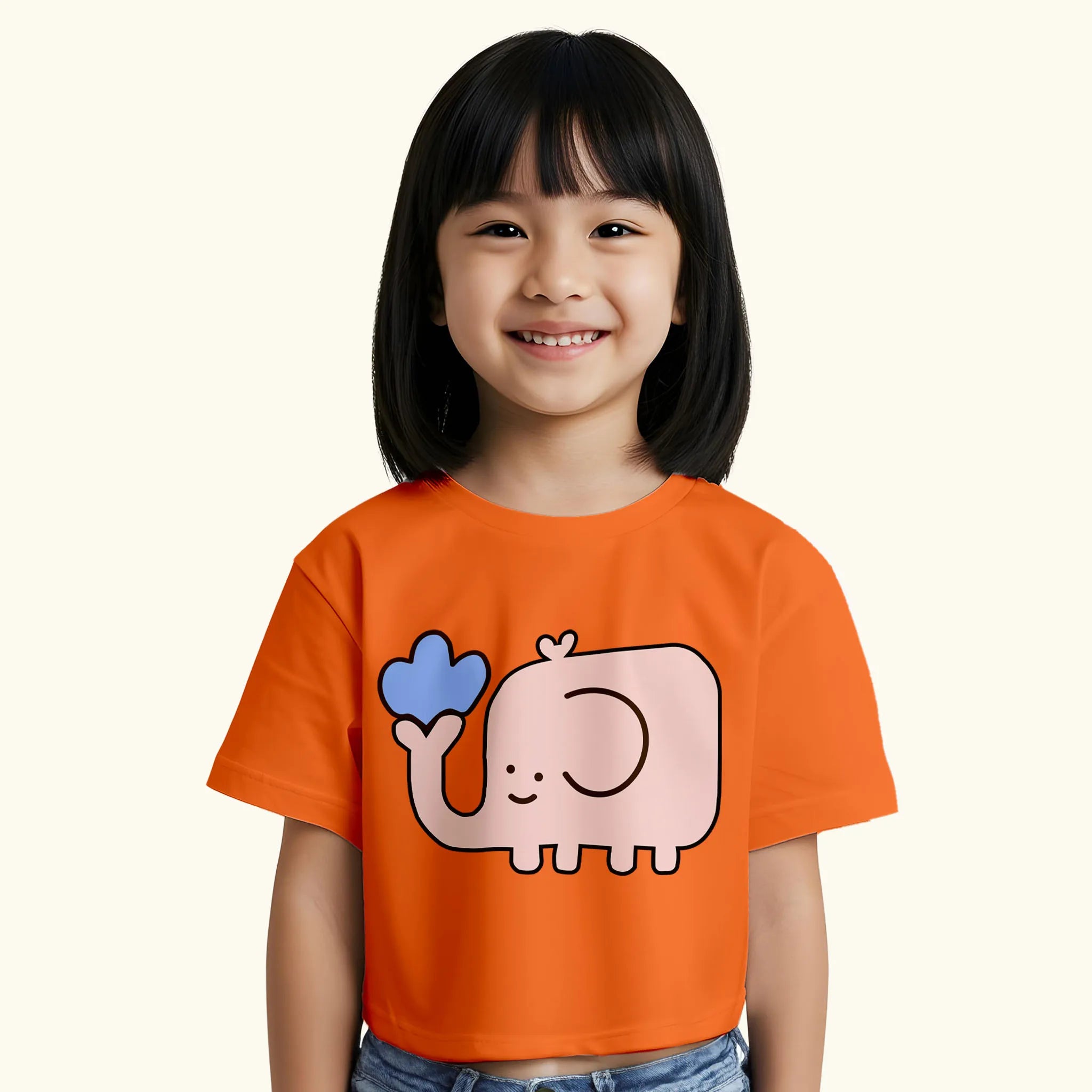 BYOB Girls Cute Elephant Crop Top