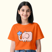 BYOB Girls Cute Elephant Crop Top
