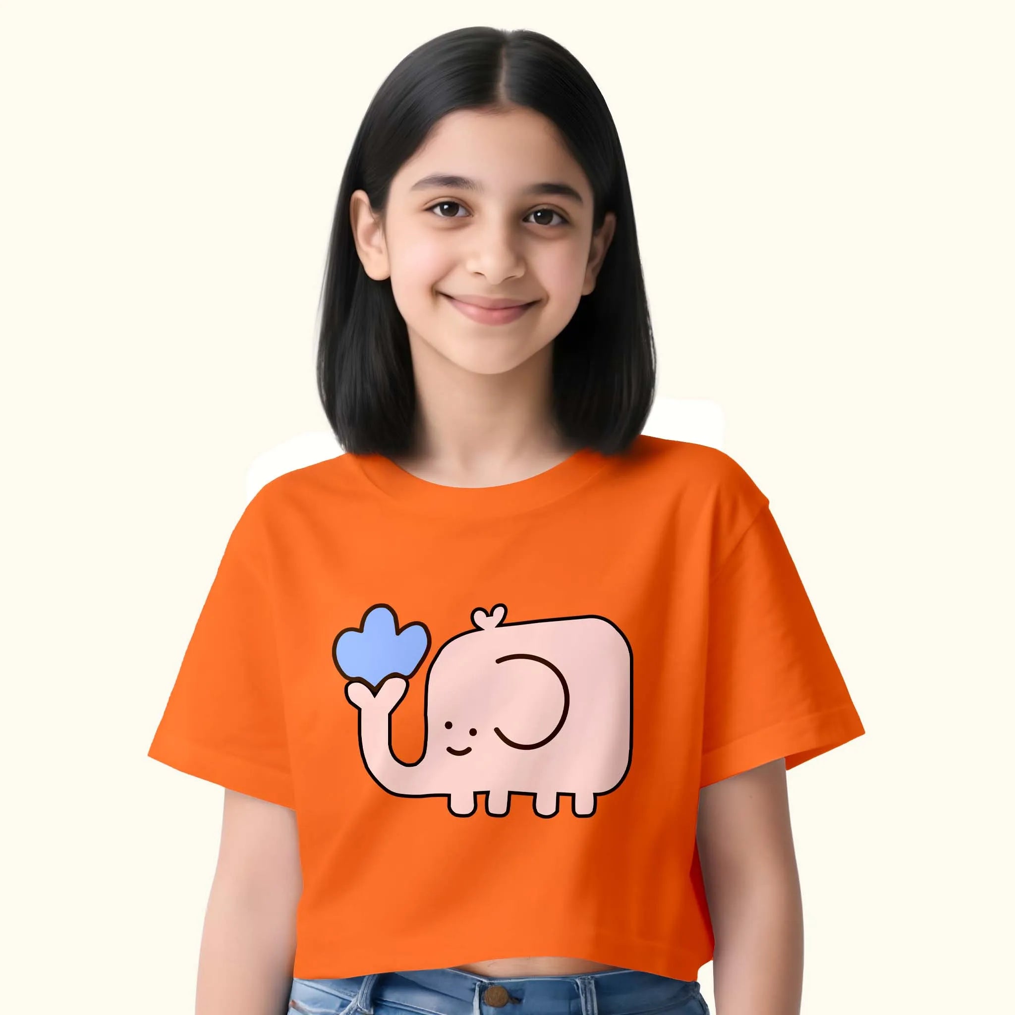 BYOB Girls Cute Elephant Crop Top