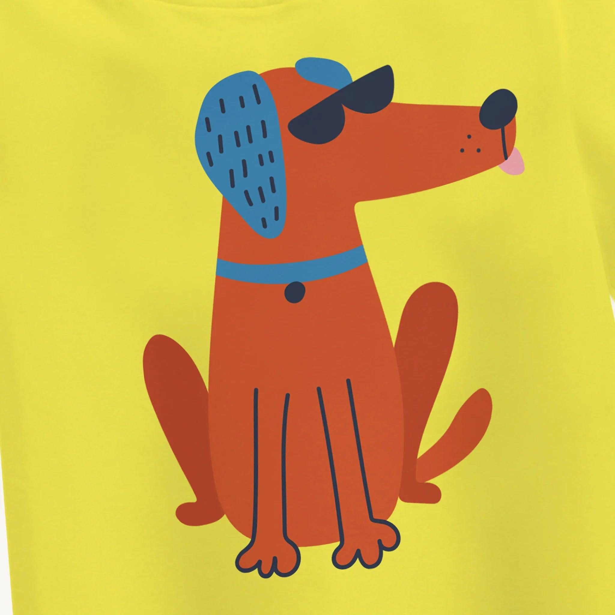 Girls Dog Love Oversize T-shirt - Yellow - Guugly Wuugly
