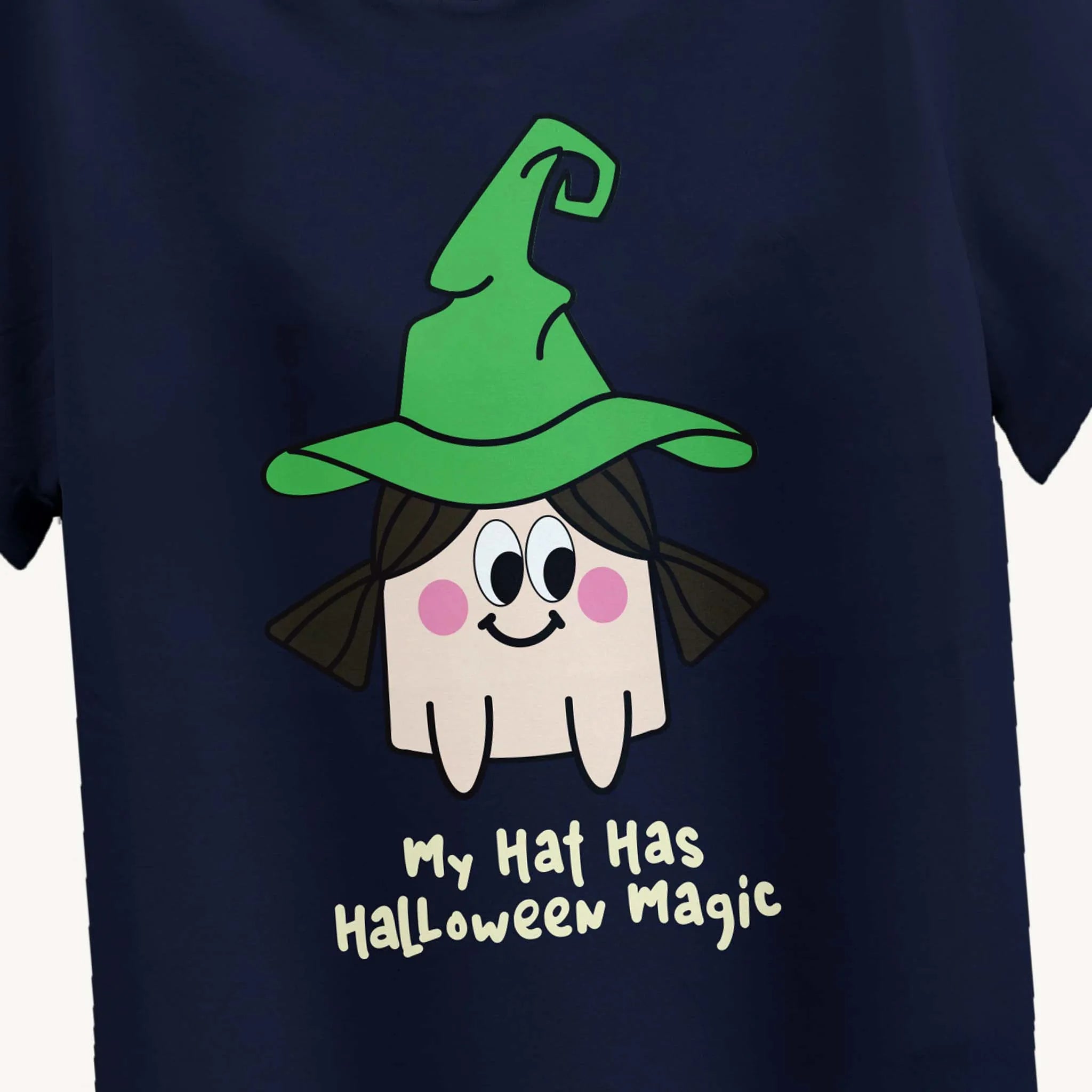 Girls Navy Blue Halloween Hat T-shirt