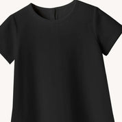 Girls Solid Black A Line Dress
