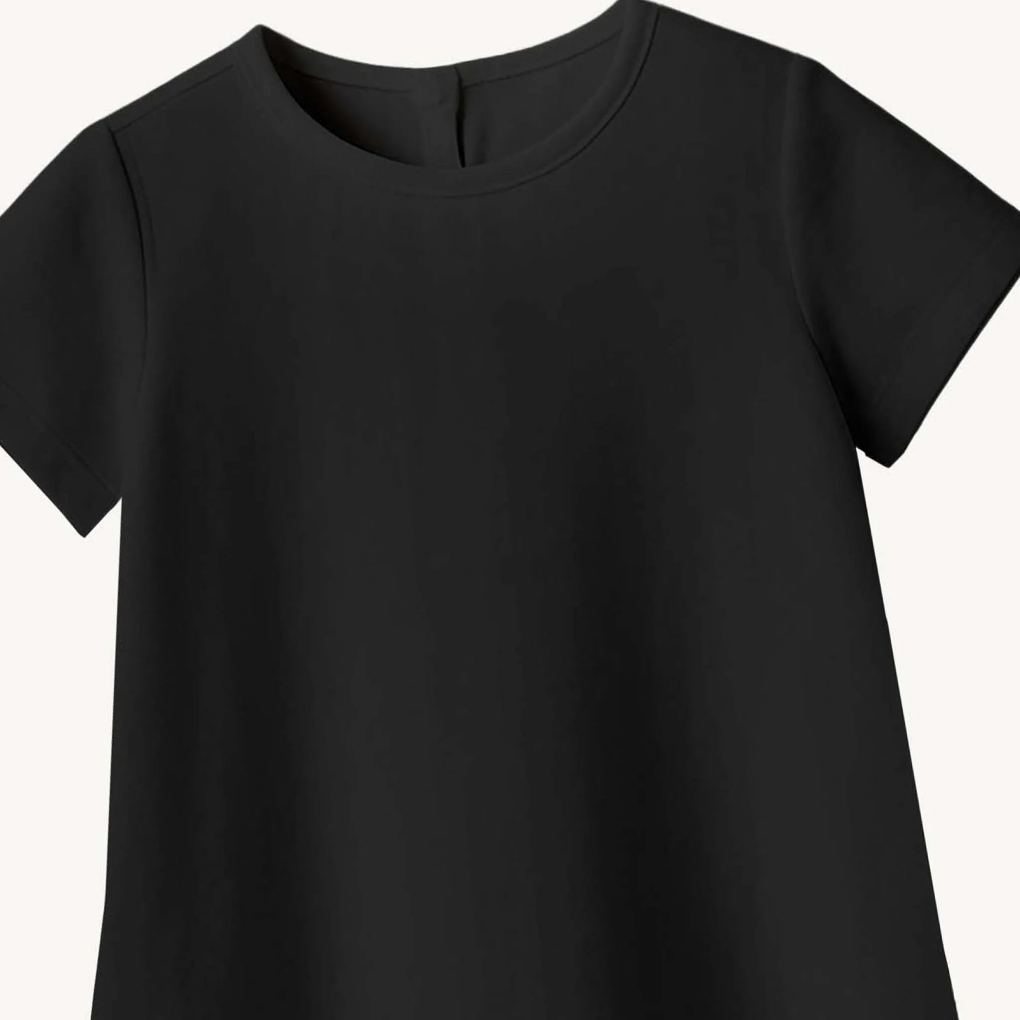 Girls Solid Black A Line Dress