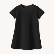 Girls Solid Black A Line Dress